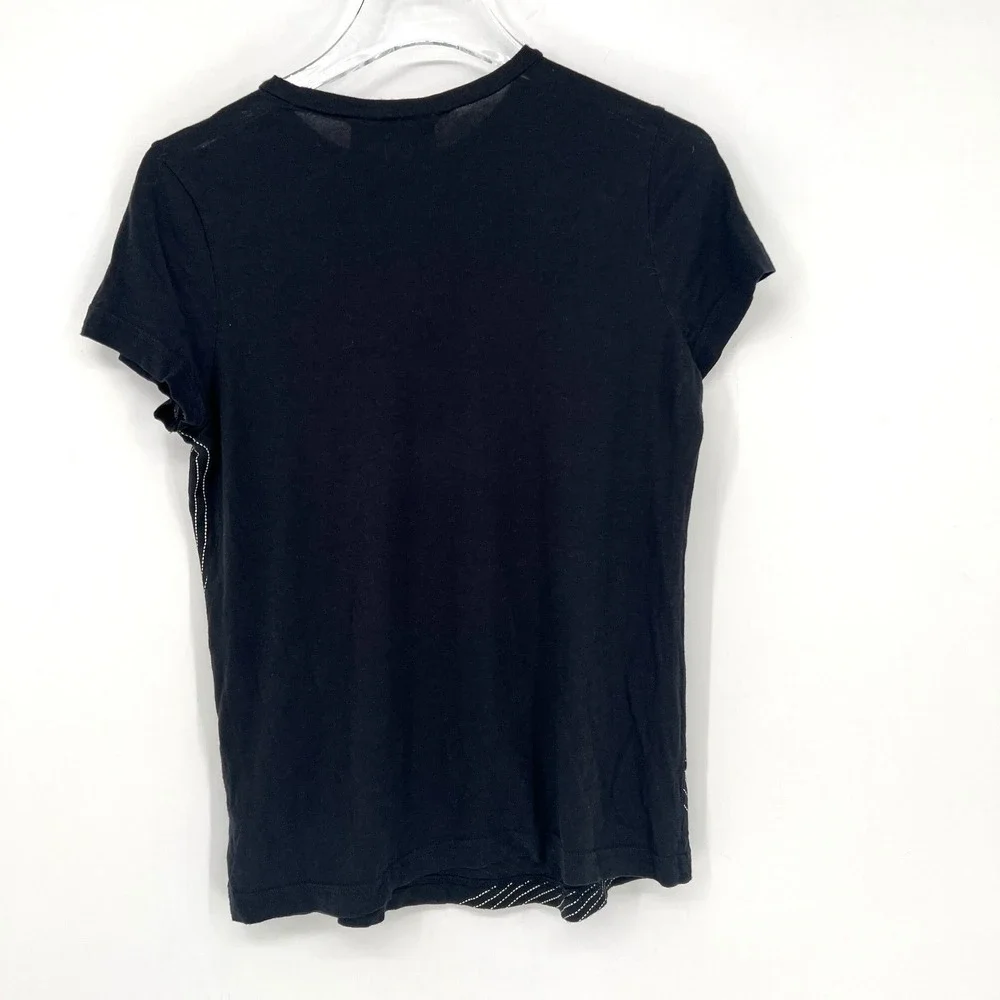 Tory Burch Top Womens XS T Shirt Tee Logo Pima Cotton Black